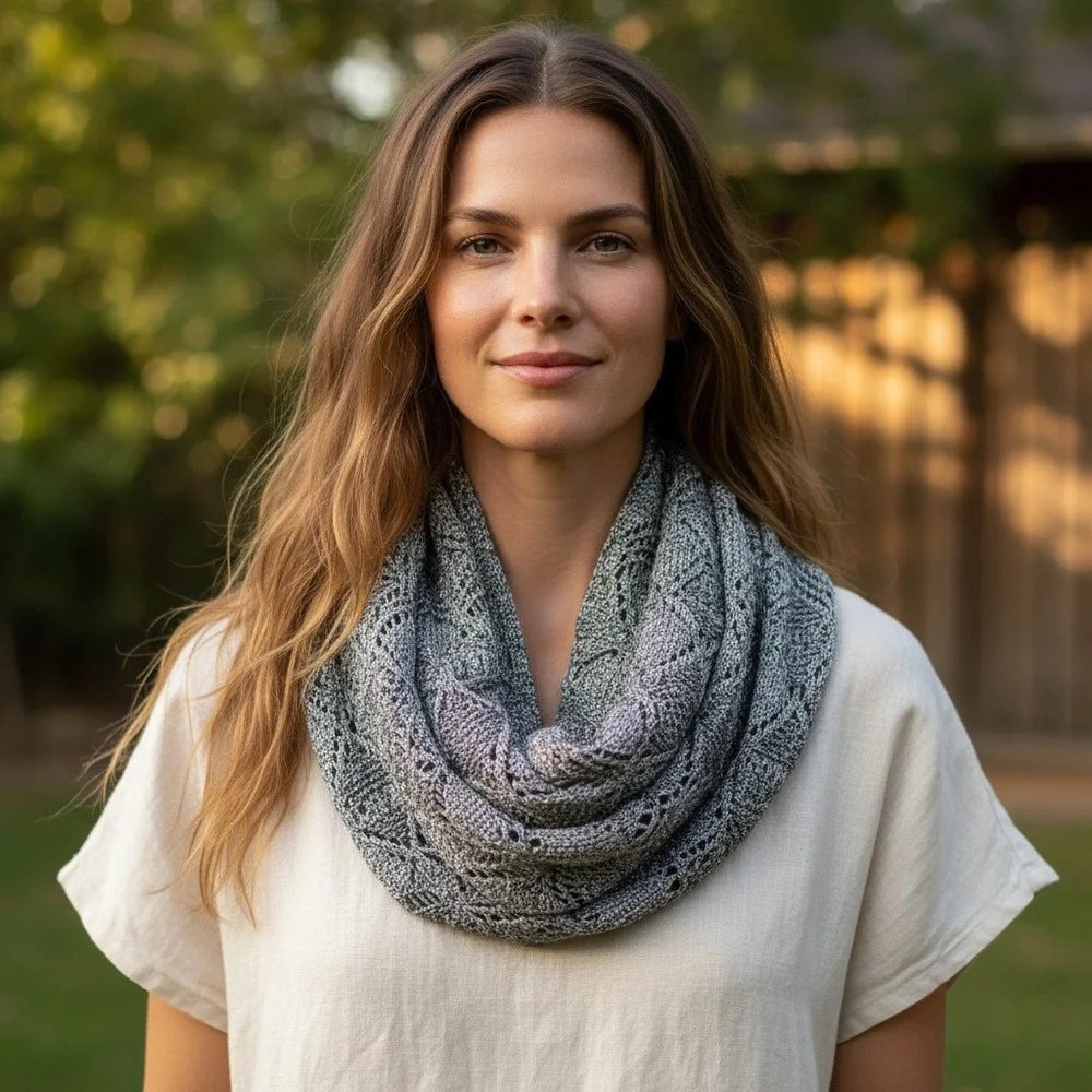 Coldwater Creek Infinity Scarf Gray Metallic Knit Glam Y2K Cottage Whimsigoth‎